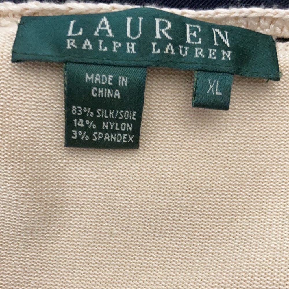 EUC Lauren Ralph Lauren Beige Sleeveless Blouse with Sequins & Bead Detail XL - Picture 8 of 10